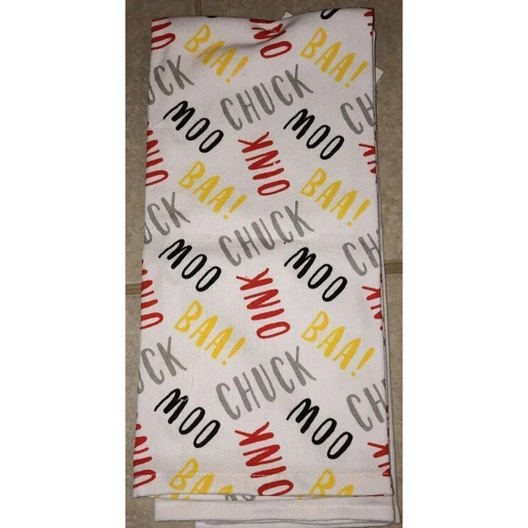 NWT Set Of 2 Kitchen Towels Farm Life Chicken Pig Sheep Cow 18” X 28” - Picture 2 of 2